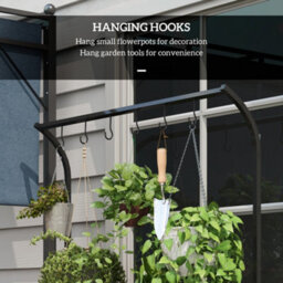 Outsunny 3 Tiered Plant Rack Stand With Hanging Hooks For Indoor Outdoor Use - thumbnail 5