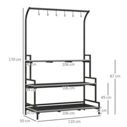 Outsunny 3 Tiered Plant Rack Stand With Hanging Hooks For Indoor Outdoor Use - thumbnail 3