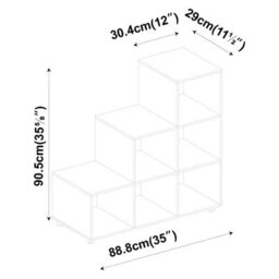 Grey 6 Cube Step Storage Bookcase Unit Shelf Home Office Organiser Display Box New - thumbnail 2