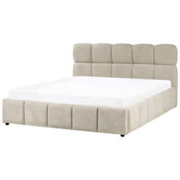 Beliani Ottoman Bed Fabric Noyon 160 X 200 Cm (Eu King Size) Taupe - thumbnail 1