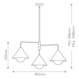 Luminosa Lighting Elstead Alora Mood Remyck Multi Arm Pendant Ceiling Light Contemporary Brushed Gold 3X E27 - thumbnail 3