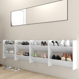 Berkfield Wall Shoe Cabinets 4 Pcs White 60X18X60 Cm Engineered Wood - thumbnail 3