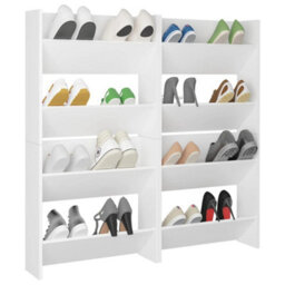 Berkfield Wall Shoe Cabinets 4 Pcs White 60X18X60 Cm Engineered Wood - thumbnail 4
