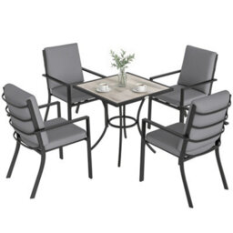 Outsunny 5 Pieces Outdoor Dining Set With Cushions, Garden Dining Set For 4 - thumbnail 2