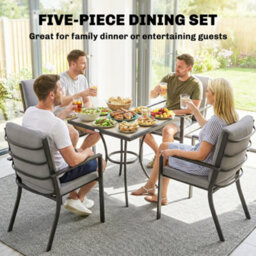 Outsunny 5 Pieces Outdoor Dining Set With Cushions, Garden Dining Set For 4 - thumbnail 4