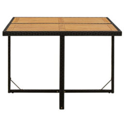 Vidaxl Garden Table Black 109X107X74 Cm Poly Rattan&solid Wood Acacia - thumbnail 3