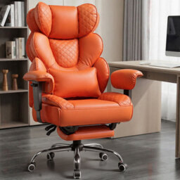 Comhoma Desk Office Chair Heavy Duty Executive Office Chair With Footrest Big And Tall High Back Computer Chairs Orange - thumbnail 1