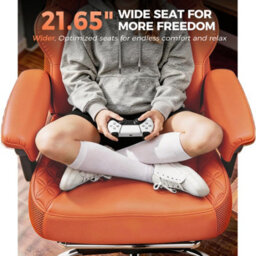 Comhoma Desk Office Chair Heavy Duty Executive Office Chair With Footrest Big And Tall High Back Computer Chairs Orange - thumbnail 9