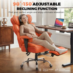 Comhoma Desk Office Chair Heavy Duty Executive Office Chair With Footrest Big And Tall High Back Computer Chairs Orange - thumbnail 4