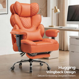 Comhoma Desk Office Chair Heavy Duty Executive Office Chair With Footrest Big And Tall High Back Computer Chairs Orange - thumbnail 7