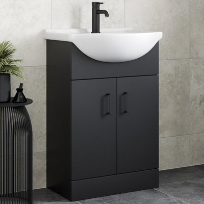 Affine 560mm Freestanding Vanity Unit & Basin Bathroom Sink Furniture Alpine Matt Black - image 1
