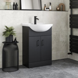 Affine 560mm Freestanding Vanity Unit & Basin Bathroom Sink Furniture Alpine Matt Black - thumbnail 2
