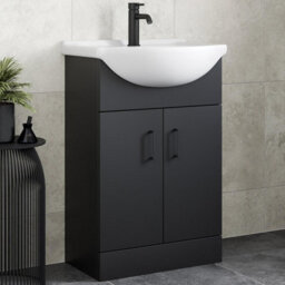 Affine 560mm Freestanding Vanity Unit & Basin Bathroom Sink Furniture Alpine Matt Black - thumbnail 1