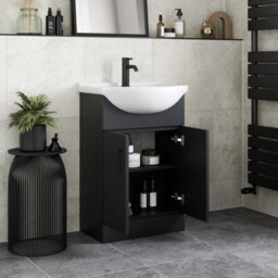 Affine 560mm Freestanding Vanity Unit & Basin Bathroom Sink Furniture Alpine Matt Black - thumbnail 3