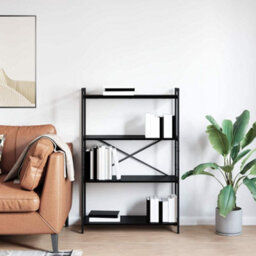 Berkfield Modern Bookcase Black Oak 80 X 30 X 118 Cm Engineered Wood - thumbnail 4