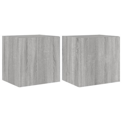 Berkfield Durable Tv Wall Cabinets With Led Lights 2 Pcs Grey Sonoma 40.5X35X40 Cm - image 1
