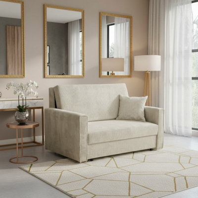 Viva Bis Ii Premium Upholstered Sofa Bed For Living Room Chipboard Frame Foam Wave Spring 133X85X98Cm Cream - image 1