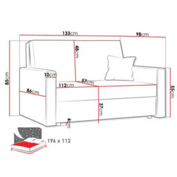 Viva Bis Ii Premium Upholstered Sofa Bed For Living Room Chipboard Frame Foam Wave Spring 133X85X98Cm Cream - thumbnail 7