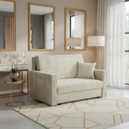 Viva Bis Ii Premium Upholstered Sofa Bed For Living Room Chipboard Frame Foam Wave Spring 133X85X98Cm Cream