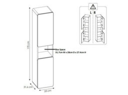 Impact Furniture Wall Hung Bathroom Cabinets Furniture Set 800M Vanity Unit With Sink And Tall Slim Cabinet White Gloss Oak Arub - thumbnail 5