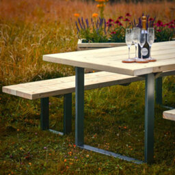 Timber Foundry Rustic Wooden Garden Table With Steel Box Legs 10-12 Seater Table Only Hole For Parasol - thumbnail 2