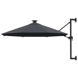Vidaxl Wall-Mounted Garden Parasol With Leds 300 Cm Anthracite - thumbnail 1