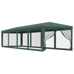 Berkfield Party Tent With 10 Mesh Sidewalls Green 3X12 M Hdpe - thumbnail 2