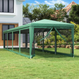 Berkfield Party Tent With 10 Mesh Sidewalls Green 3X12 M Hdpe - thumbnail 1