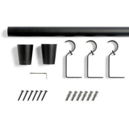 Ohs Curtain Pole Extendable 28mm Metal Finnials Twist End Rod 120-200Cm, Black - thumbnail 5