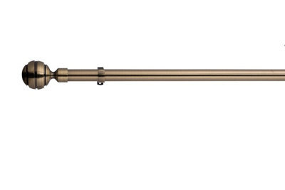 Lister Cartwright 28mm Antique Brass Fixed Metal Curtain Pole Set With Ribbed Ball Finial(120 Cm) - image 1