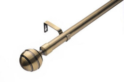 Lister Cartwright 28mm Antique Brass Fixed Metal Curtain Pole Set With Ribbed Ball Finial(120 Cm) - thumbnail 2