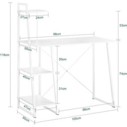 White Computer Desk Laptop Pc Study Table Home Office Desk - thumbnail 2