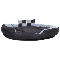 Berkfield Reversible & Washable Dog Cushion Grey And Black 150X120X25 Cm - thumbnail 3