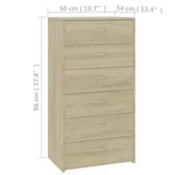 Berkfield Sideboard With 6 Drawers Sonoma Oak 50X34X96 Cm Engineered Wood - thumbnail 6