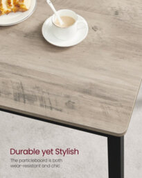 LEDREM Dining Table With 2 Benches, 3 Piece Set, Kitchen Table Of 70 X 110 X 75 Cm, 2 Benches Of 30 X 97 X 50 Cm Each, Steel Frame - thumbnail 8