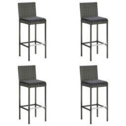 Berkfield 5 Piece Garden Bar Set With Cushions Poly Rattan Grey - thumbnail 2