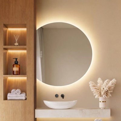Emke Frameless Led Bathroom Mirror 73 X 90Cm, 3 Colour Temperatures, Dimmable, Anti-Fog, Touch Control - image 1