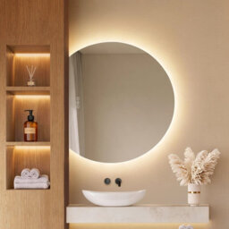 Emke Frameless Led Bathroom Mirror 73 X 90Cm, 3 Colour Temperatures, Dimmable, Anti-Fog, Touch Control - thumbnail 1