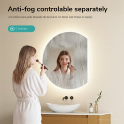 Emke Frameless Led Bathroom Mirror 73 X 90Cm, 3 Colour Temperatures, Dimmable, Anti-Fog, Touch Control - thumbnail 2