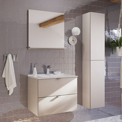 Heze Furniture Dalia Bathroom Cabinet 80Cm With 2 Drawers And Basin - Cashmere - image 1