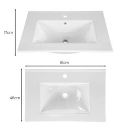 Heze Furniture Dalia Bathroom Cabinet 80Cm With 2 Drawers And Basin - Cashmere - thumbnail 7