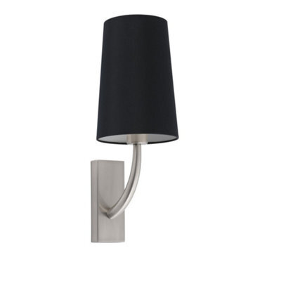 Luminosa Lighting Luminosa Rem Matt Nickel, Black Shade Wall Lamp