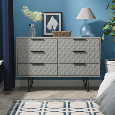 Anzio Matt Dusk Grey 6 Drawer Chest (H)737mm (W)1130mm (D)395mm - image 1
