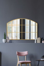 "Mirroroutlet Over Mantle Arcus - Gold Framed Arched Wall Mirror 43"" X 29"" (110Cm X 75Cm)" - thumbnail 2