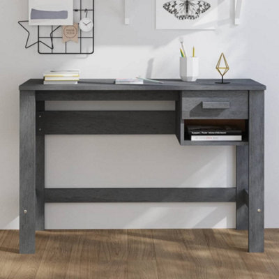 Vidaxl Desk Hamar Dark Grey 110X40X75 Cm Solid Wood Pine Desks - image 1