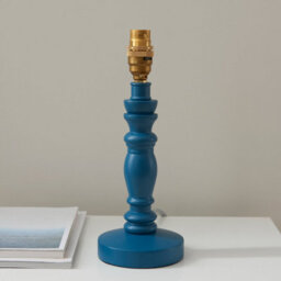 Loops Elegant Satin Marlin Blue Table Lamp Base With Brass Plate For Classic Home Decor - thumbnail 2