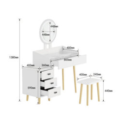Home Source Nova 4 Drawer Led Mirror White Dressing Table & Stool Set - thumbnail 7