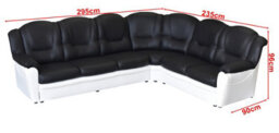 Texas Corner Sofa Black And White Faux Leather Suite - thumbnail 3