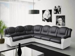 Texas Corner Sofa Black And White Faux Leather Suite - thumbnail 2