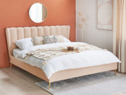 Beliani Bed Velvet Miribel 180 X 200 Cm (Eu Super King) Beige - thumbnail 2